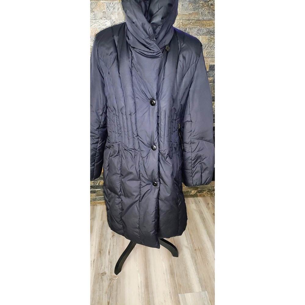 VTG Gallery Women's Puffer Jacket Size L Black Down Waterfowl Parka Long Coat